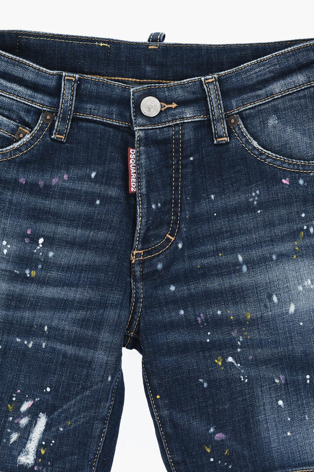 Dsquared2 Kids 2405~Denim Shorts COMMANDO with Paint-Effect Details, view 2