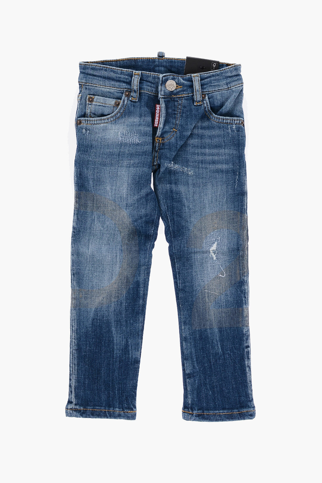 Dsquared2 Kids 2405~Vintage-Effect Jeans CLEMENT with Visible Topstitching