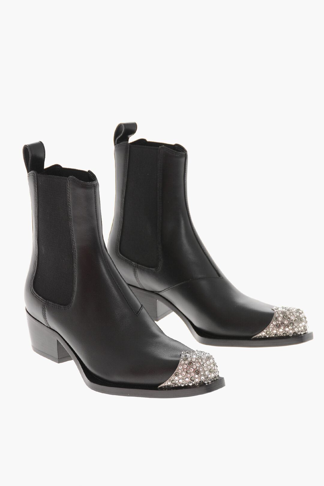 Diesel 0140~Leather Ankle Boots D-CALAMITY With Rhinestone Toe 5cm