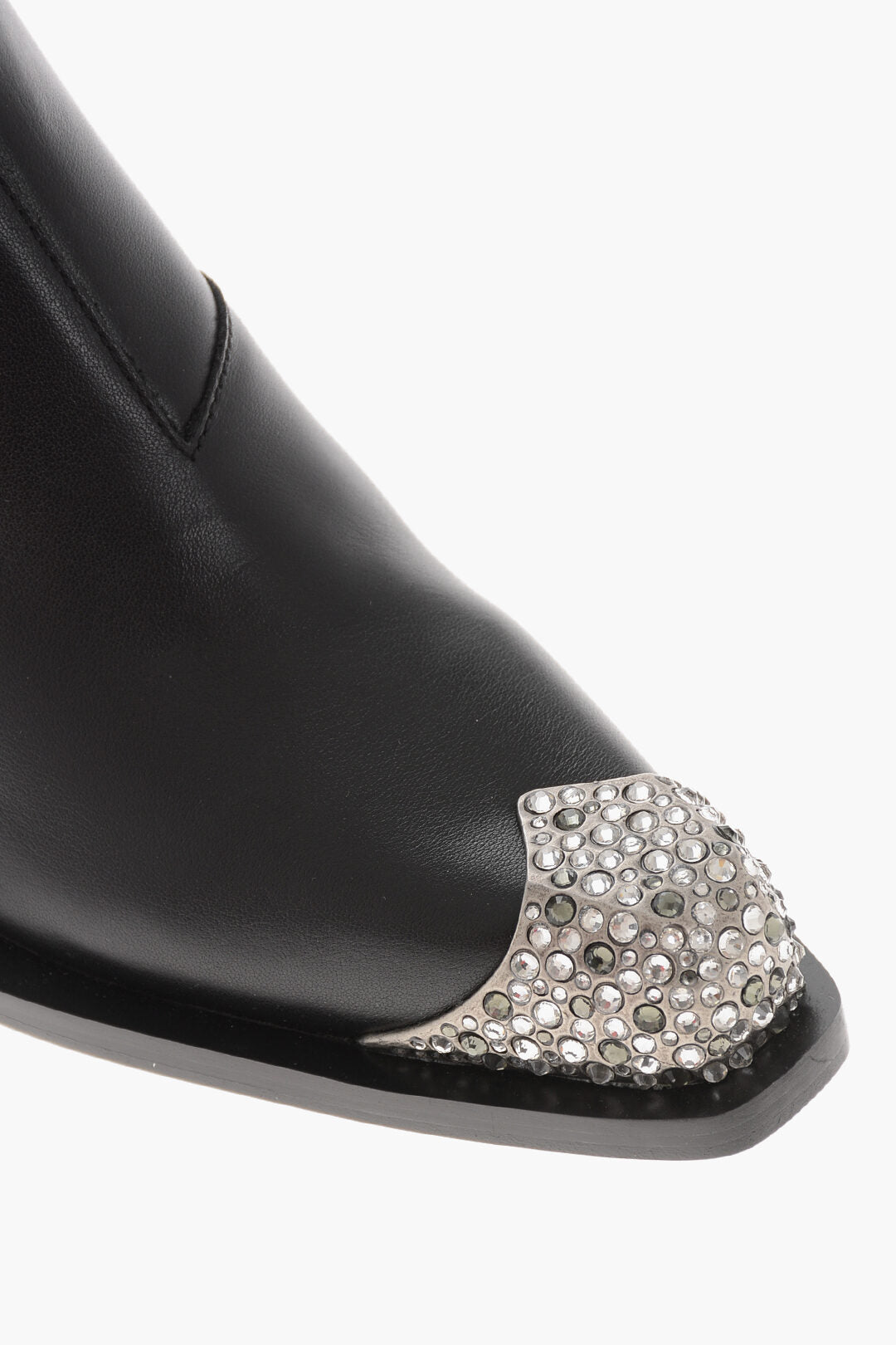 Diesel 0140~Leather Ankle Boots D-CALAMITY With Rhinestone Toe 5cm, view 2