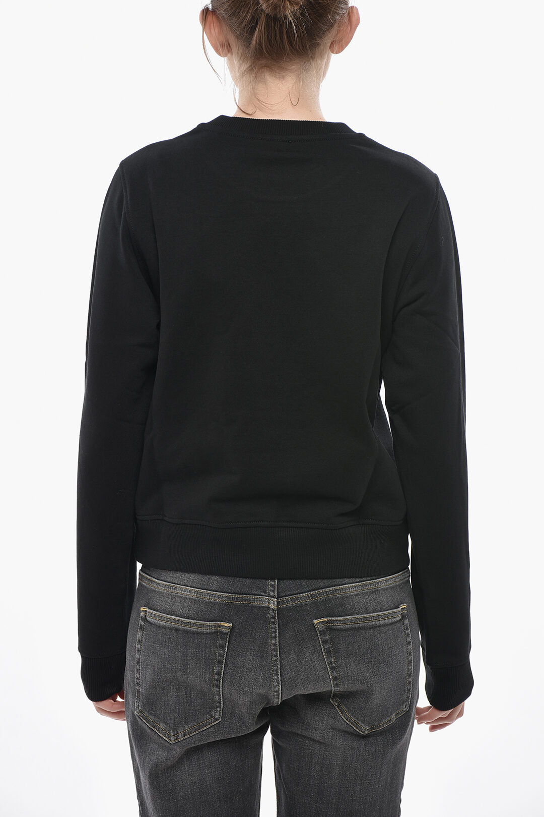 Diesel 3500~Brushed Cotton Crewneck Sweatshirt F-REGGY-BLIN With Logo Embellished With Rhinestones, view 2