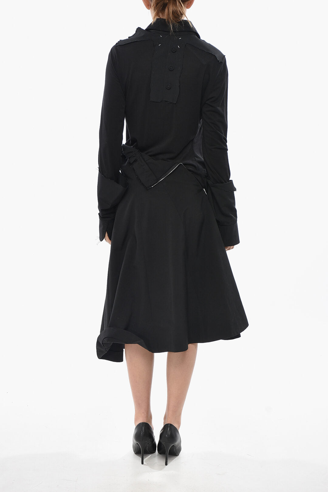 Maison Margiela 3500~MM1 Double-Fabric Midi Shirt Dress, view 2