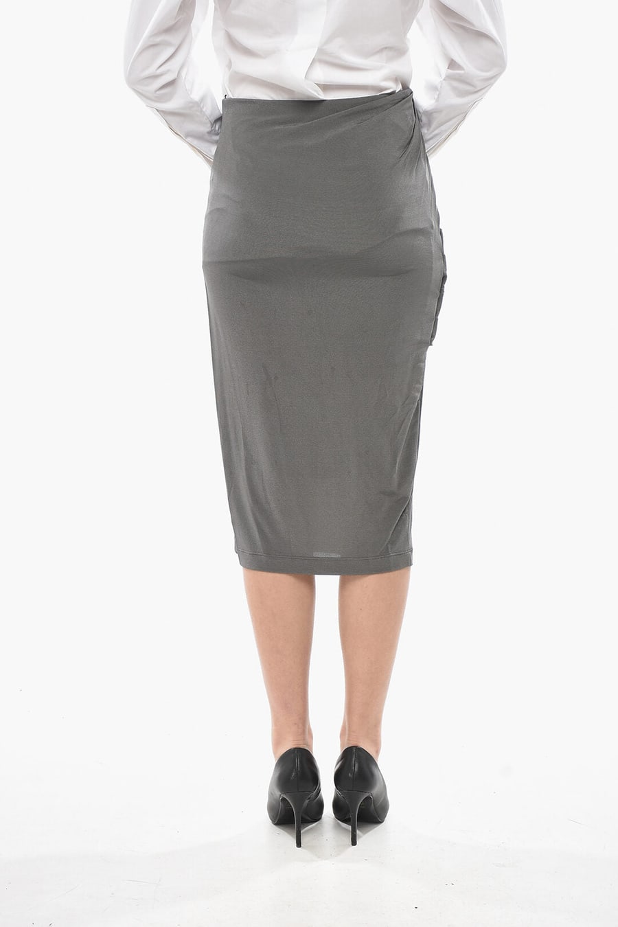 Givenchy 2470~Stretch Viscose Midi Skirt with Front Draping, view 2