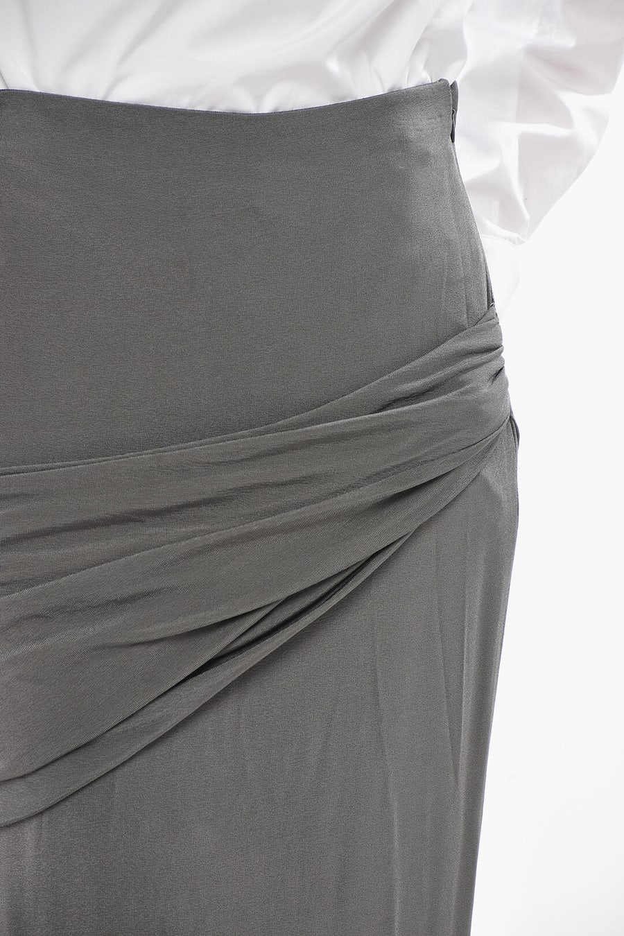 Givenchy 2470~Stretch Viscose Midi Skirt with Front Draping, view 3