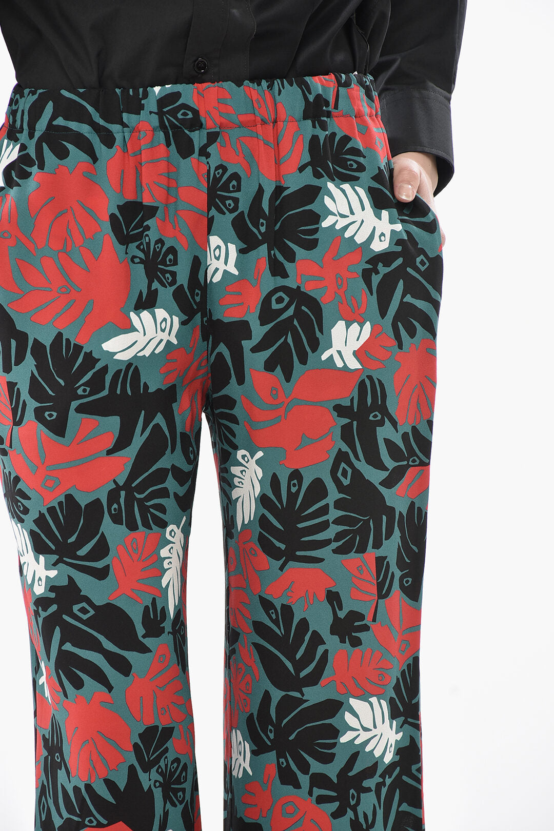 Marni 3250~Floral Viscose Cropped Fit Trousers