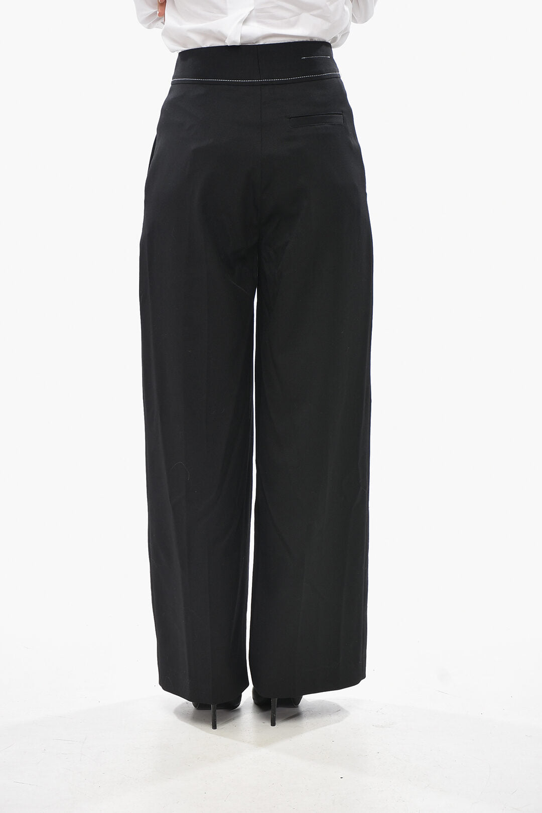 Maison Margiela 3500~MM6 Wool-Blend Palazzo Trousers With Exposed Seams