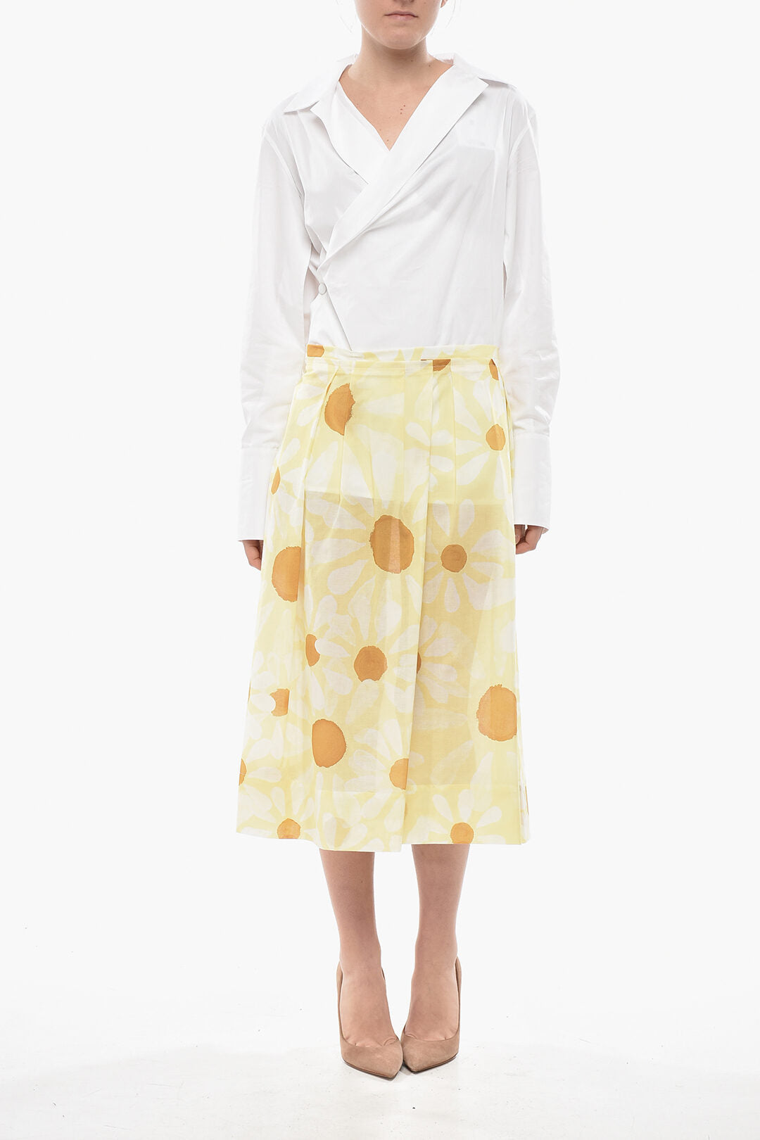 Marni 3000~Cotton Flared Skirt DAISY with Darts, view 2