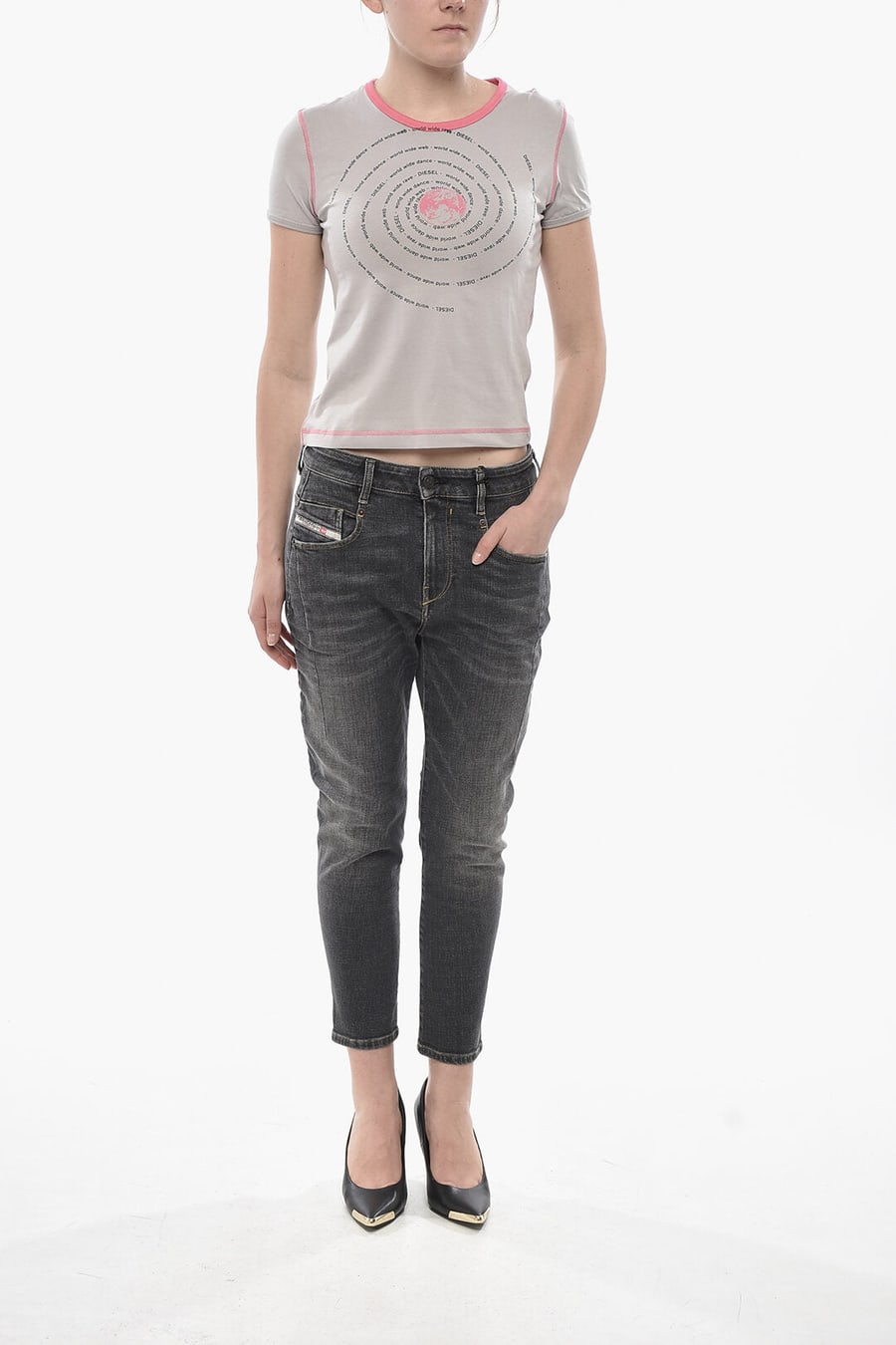 Diesel 2470~Crewneck T-Shirt T-UNCUTIE-LONG-L3 Printed, view 2