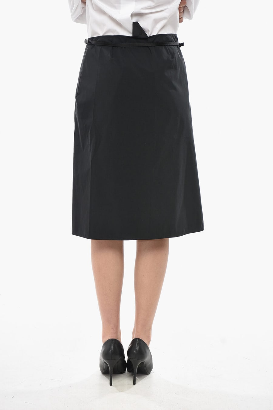 Givenchy 3500~Mixed Cotton Wrap Midi Skirt With Belt, view 2
