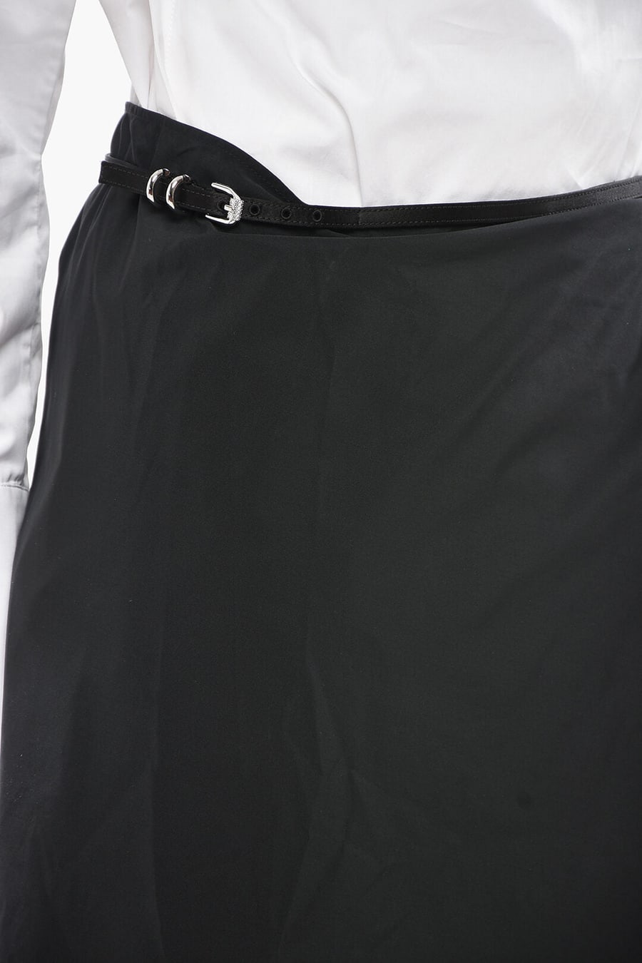 Givenchy 3500~Mixed Cotton Wrap Midi Skirt With Belt, view 3