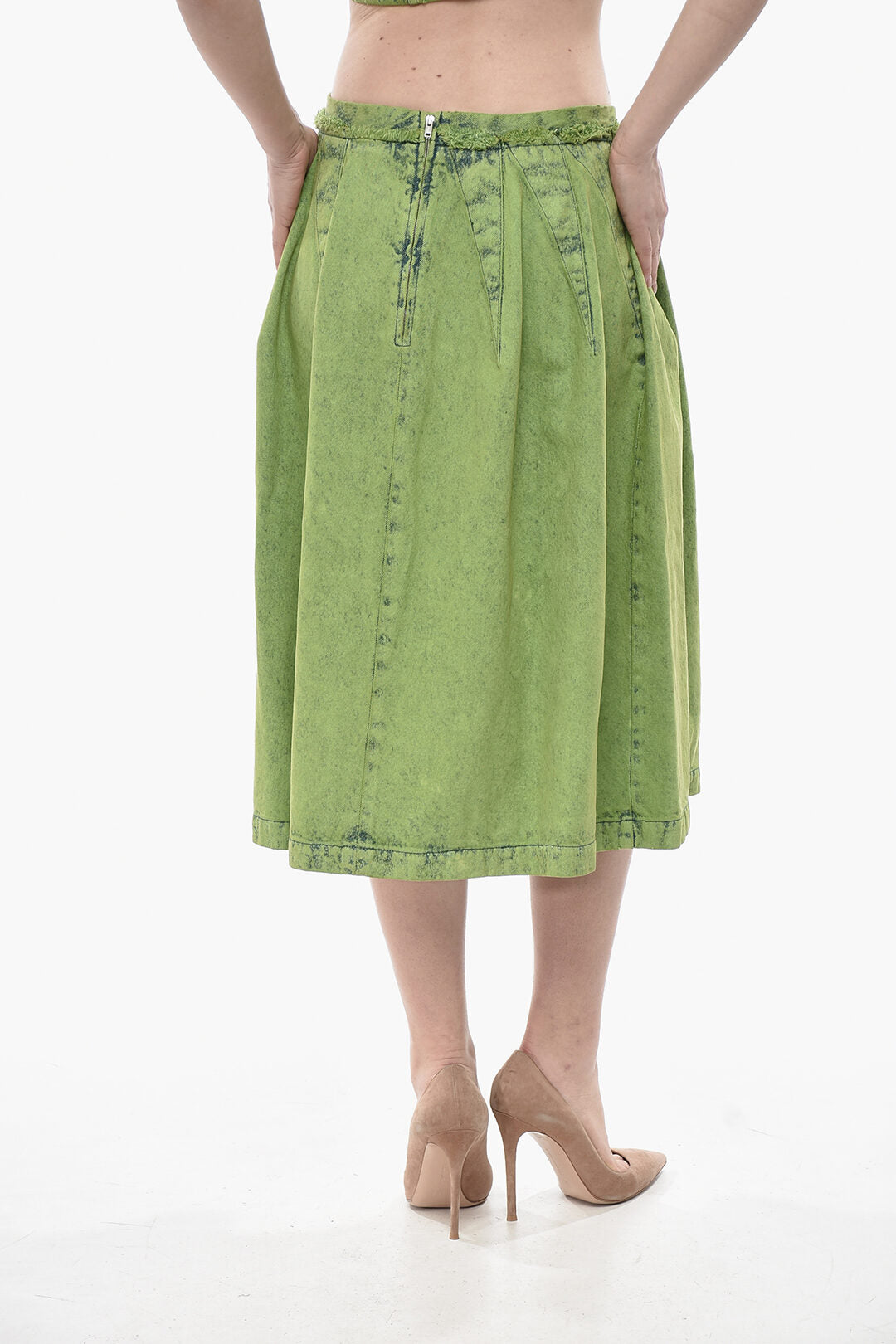 Marni 2850~Flared Midi Denim Skirt with Back Zip, view 2