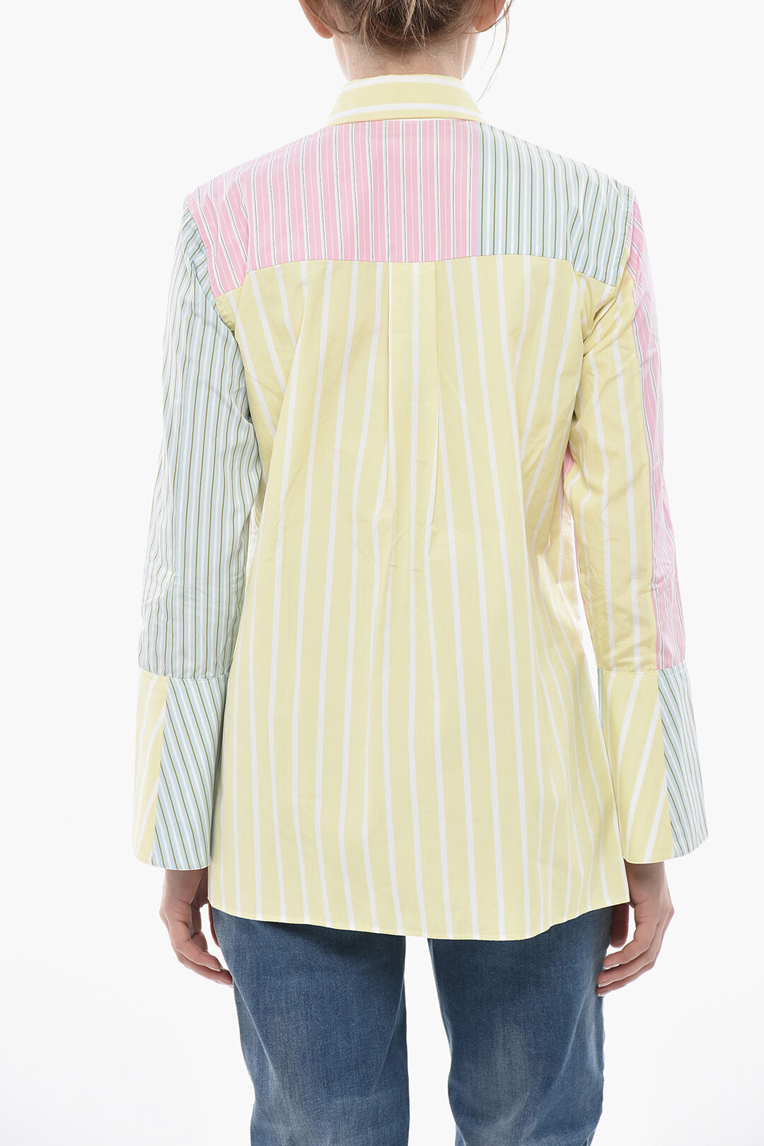 Marni 3250~Balanced Striped Poplin Shirt with Flared Sleeves, view 2