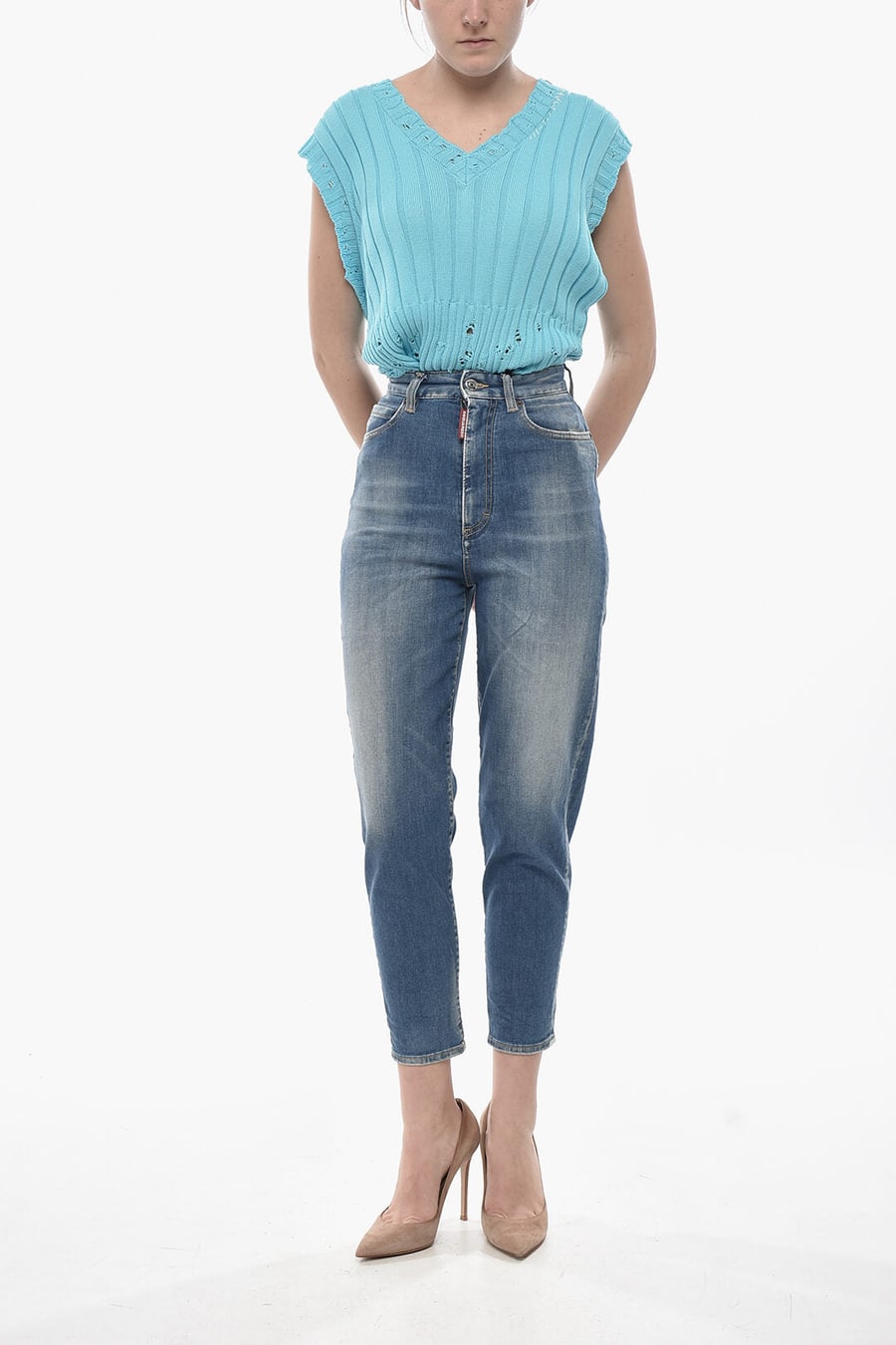 Dsquared2 2405~Stretch Denim Jeans SASOON High Waist 13cm, view 4