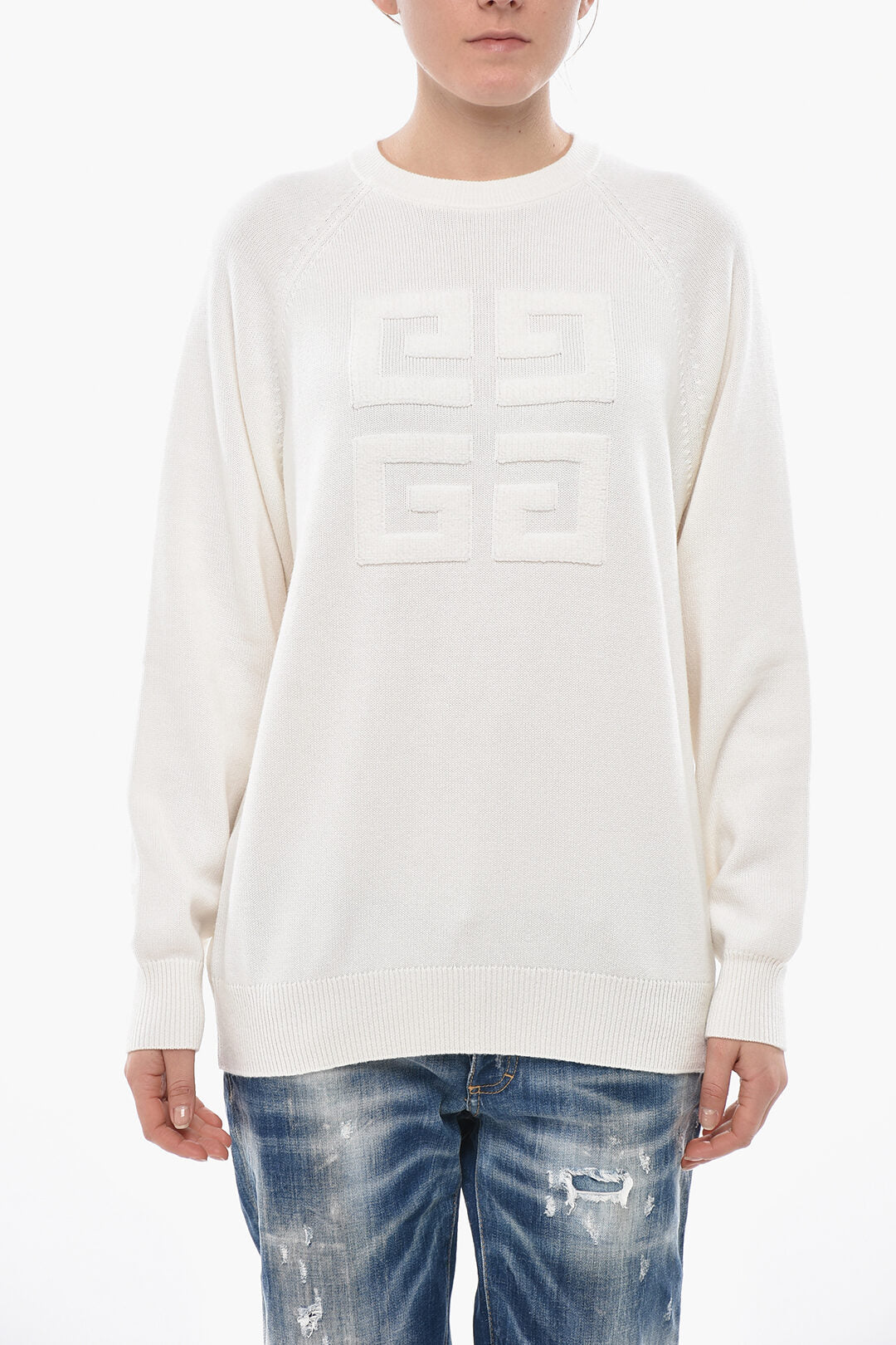 Givenchy 0130~Cashmere Crewneck Sweater with Jacquard Logo