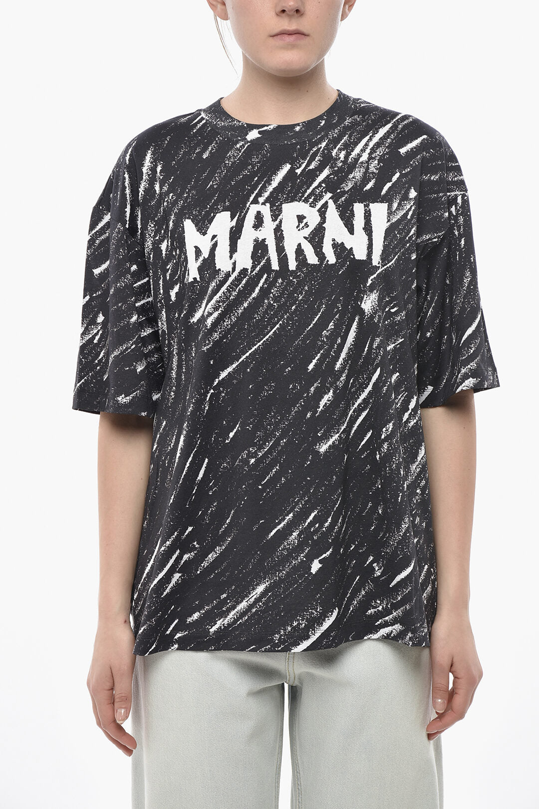 Marni 3500~Printed Cotton T-Shirt With Printed Logo