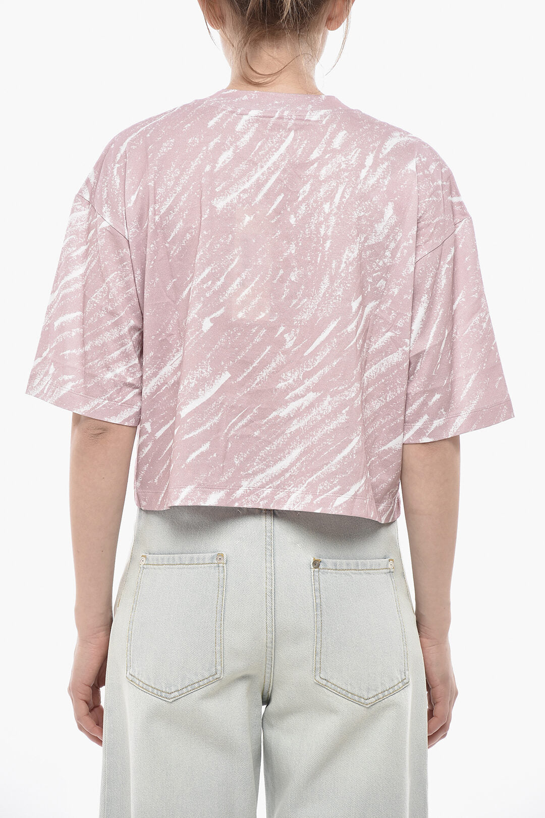 Marni 3050~Printed Cotton Crop T-Shirt With Printed Logo, view 2