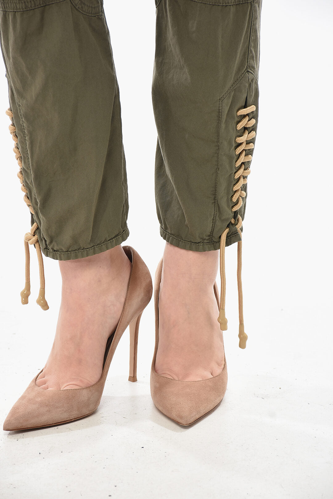 Dsquared2 2850~Stretch Cotton Cargo Pants with Lace-Up Detail, view 2