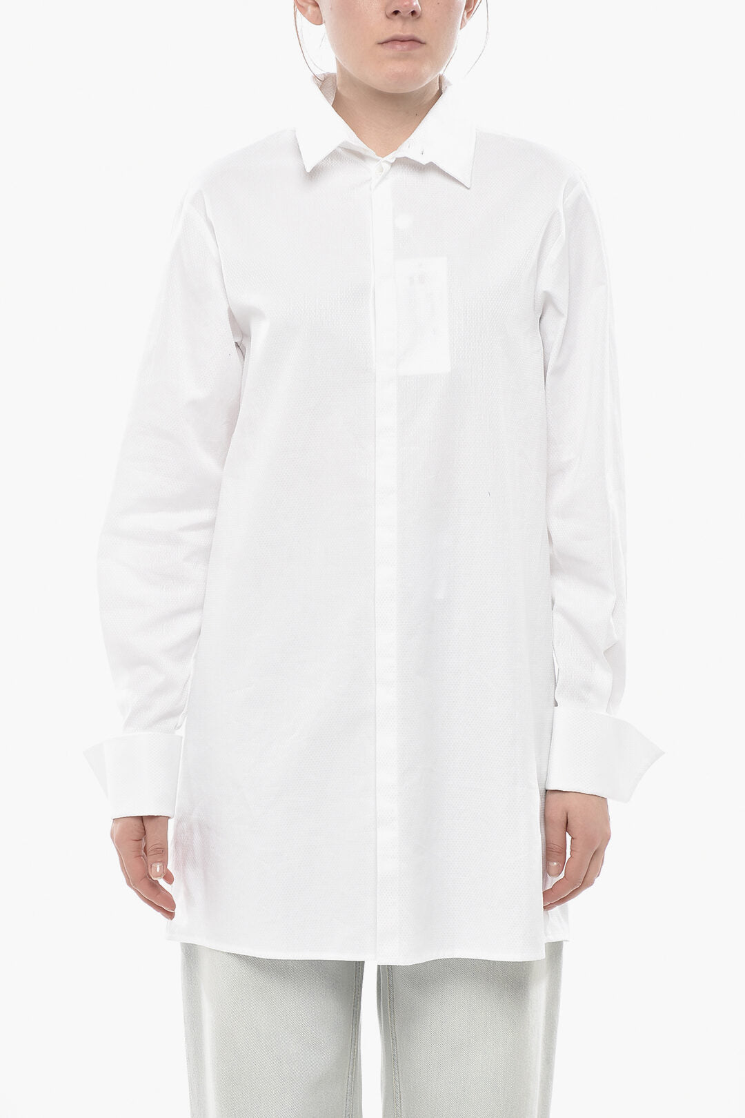 Maison Margiela 2405~MM6 Jacquard Poplin Shirt with Hidden Placket