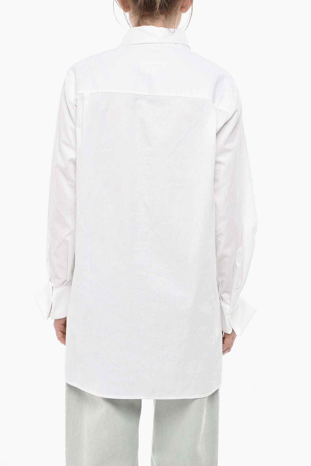 Maison Margiela 2405~MM6 Jacquard Poplin Shirt with Hidden Placket, view 2
