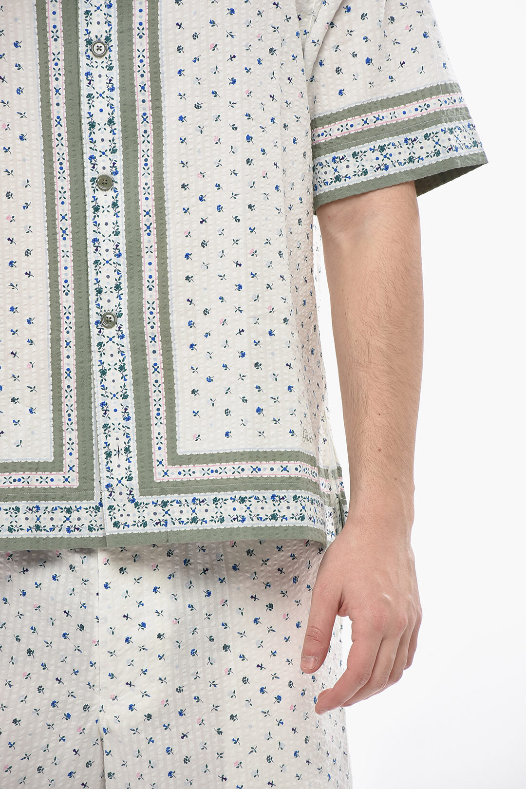 Givenchy 2405~Textured Cotton Bowling Shirt With Floral Pattern, view 2