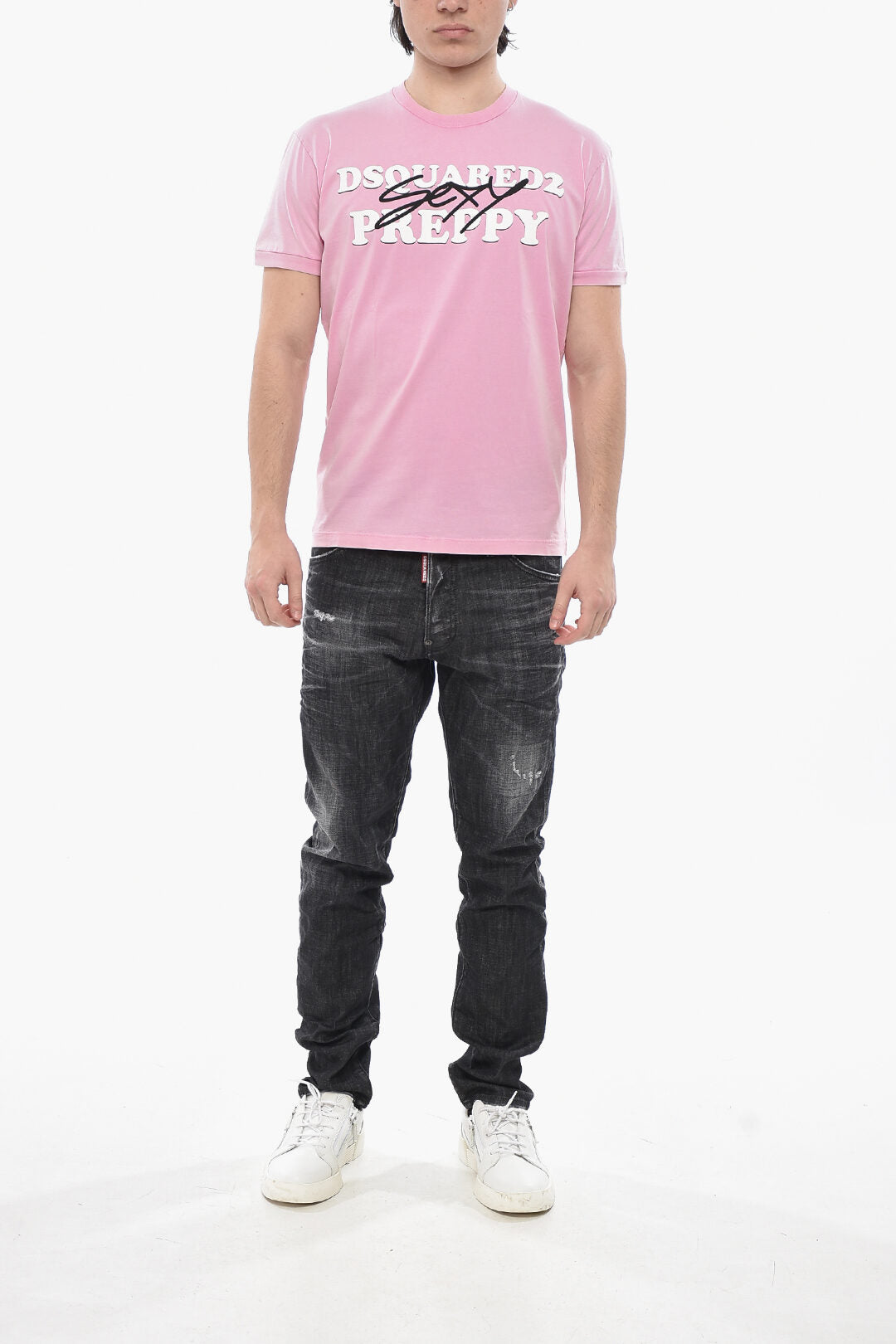 Dsquared2 3050~MM6 Cotton Crew-Neck T-Shirt with Printed Logo