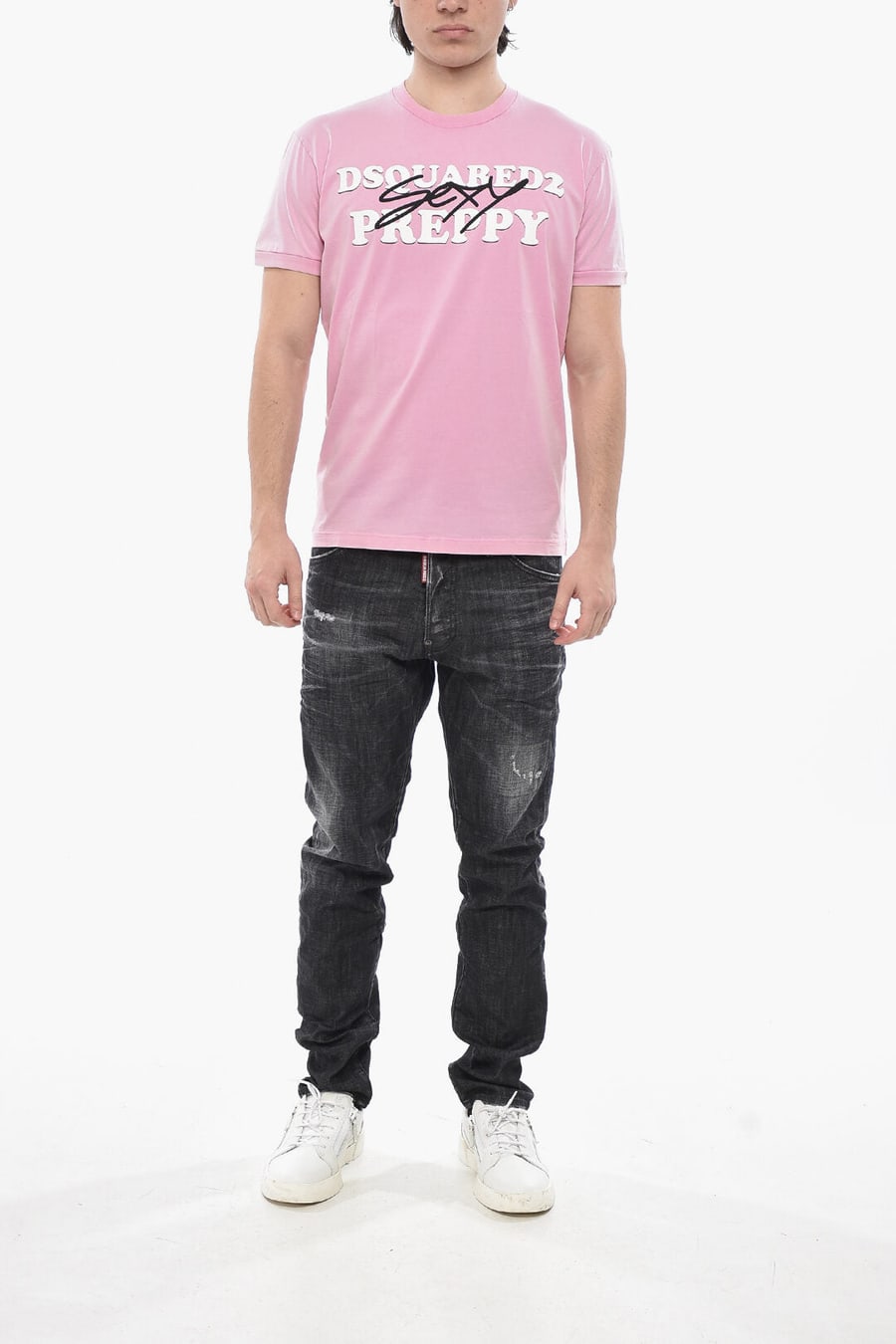 Dsquared2 3050~MM6 Cotton Crew-Neck T-Shirt with Printed Logo