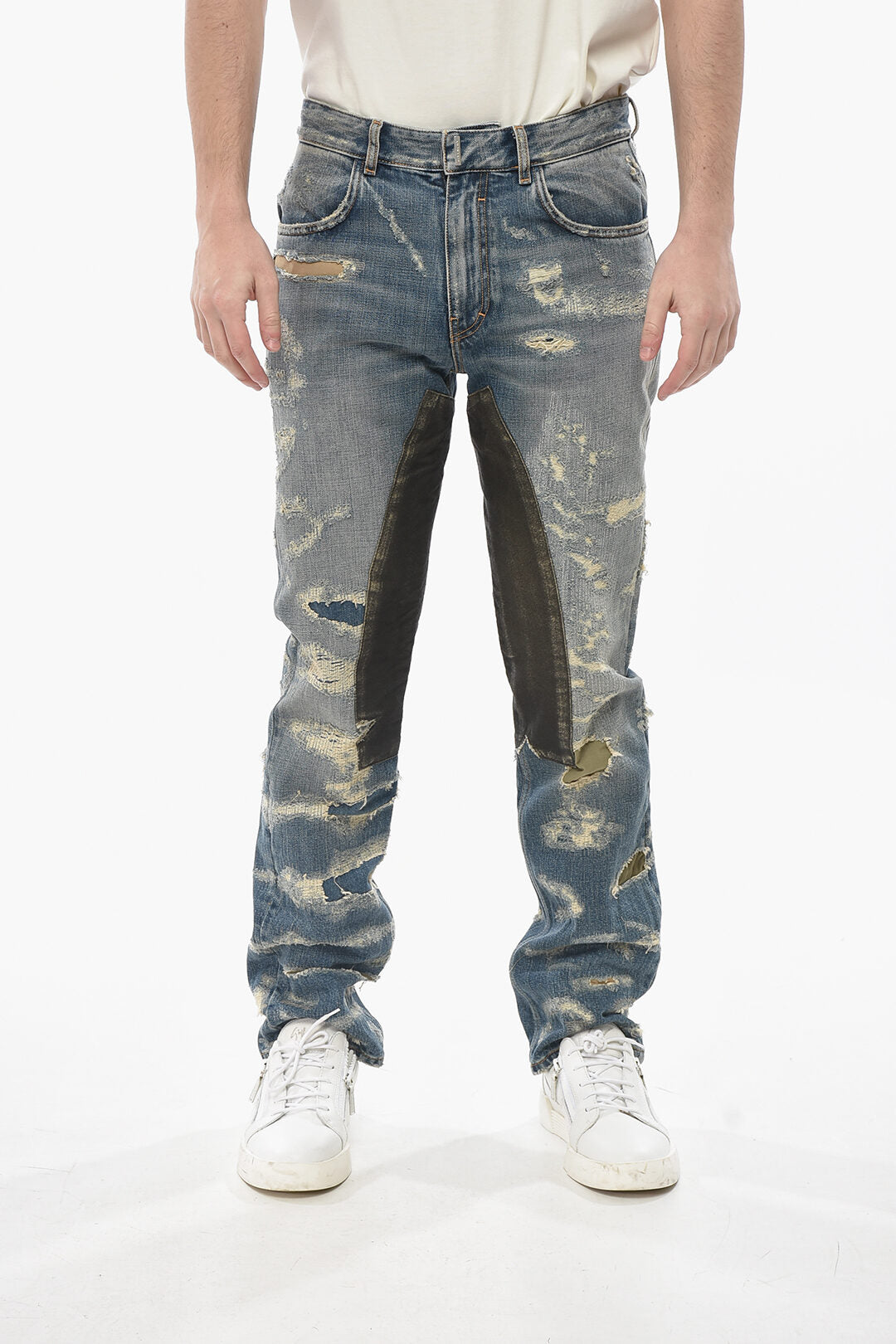 Givenchy 2750~Distressed Regular Fit Jeans with Patches 20cm