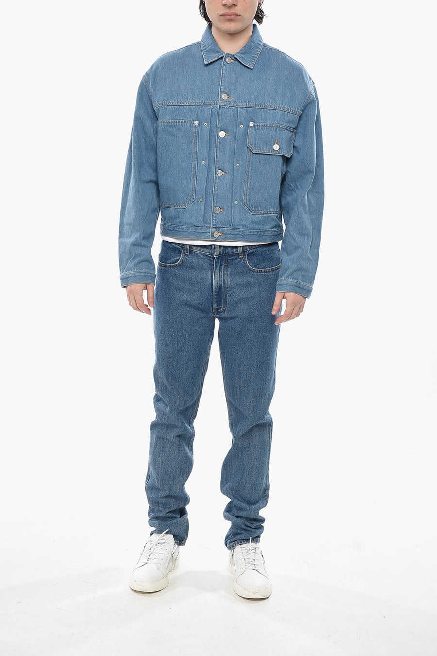Givenchy 2750~Mid-Wash Denim Jacket with Rear Martingale, view 4