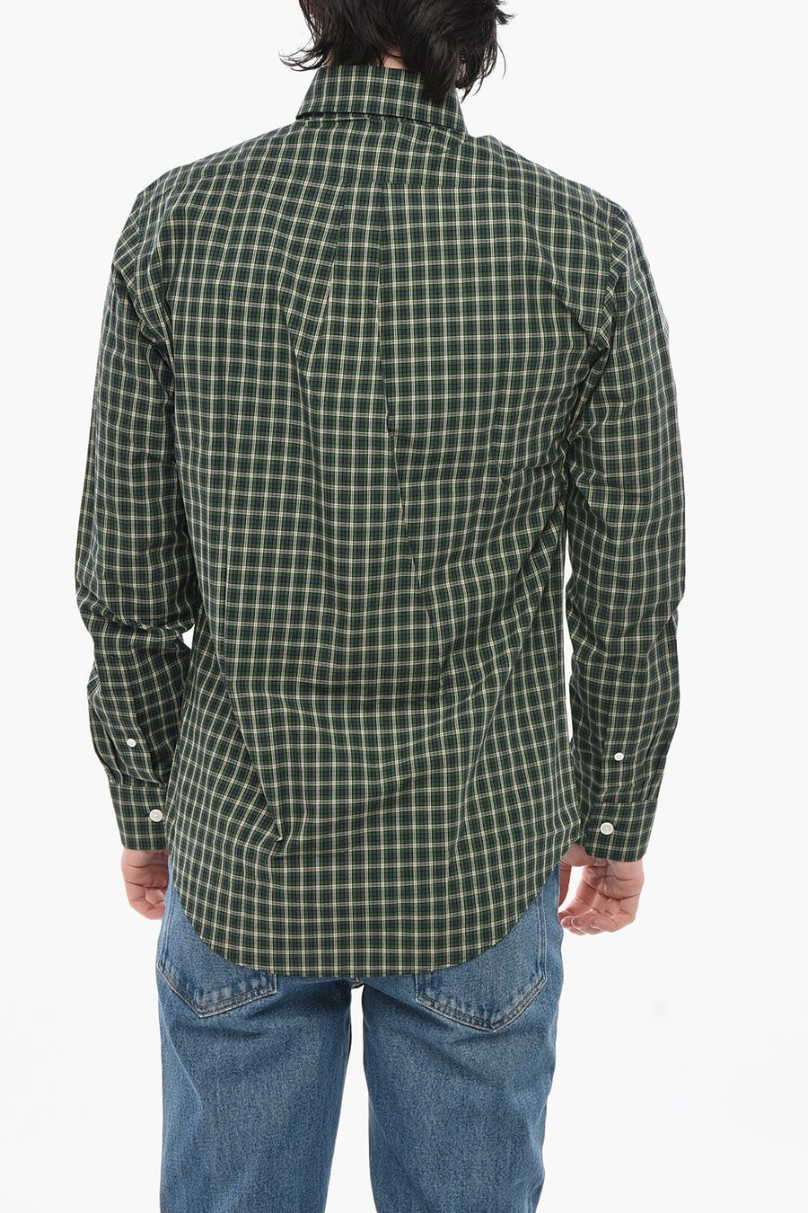 Givenchy 3250~Button-Down Cotton Shirt With Plaid Check Pattern, view 2