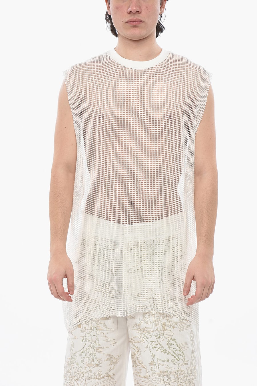 Givenchy 2405~Mesh Tank Top With Raw-Edge Trims