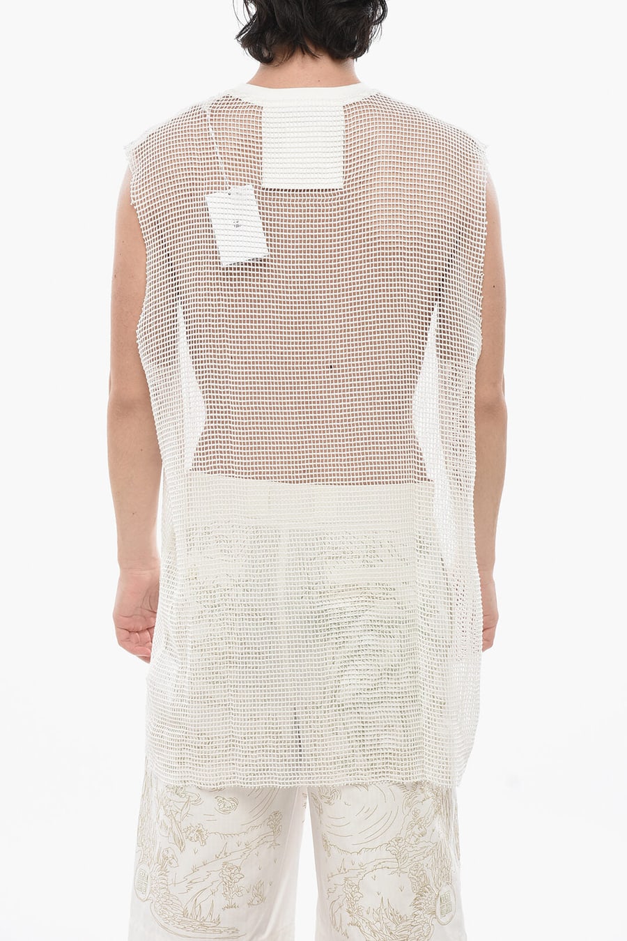 Givenchy 2405~Mesh Tank Top With Raw-Edge Trims, view 2