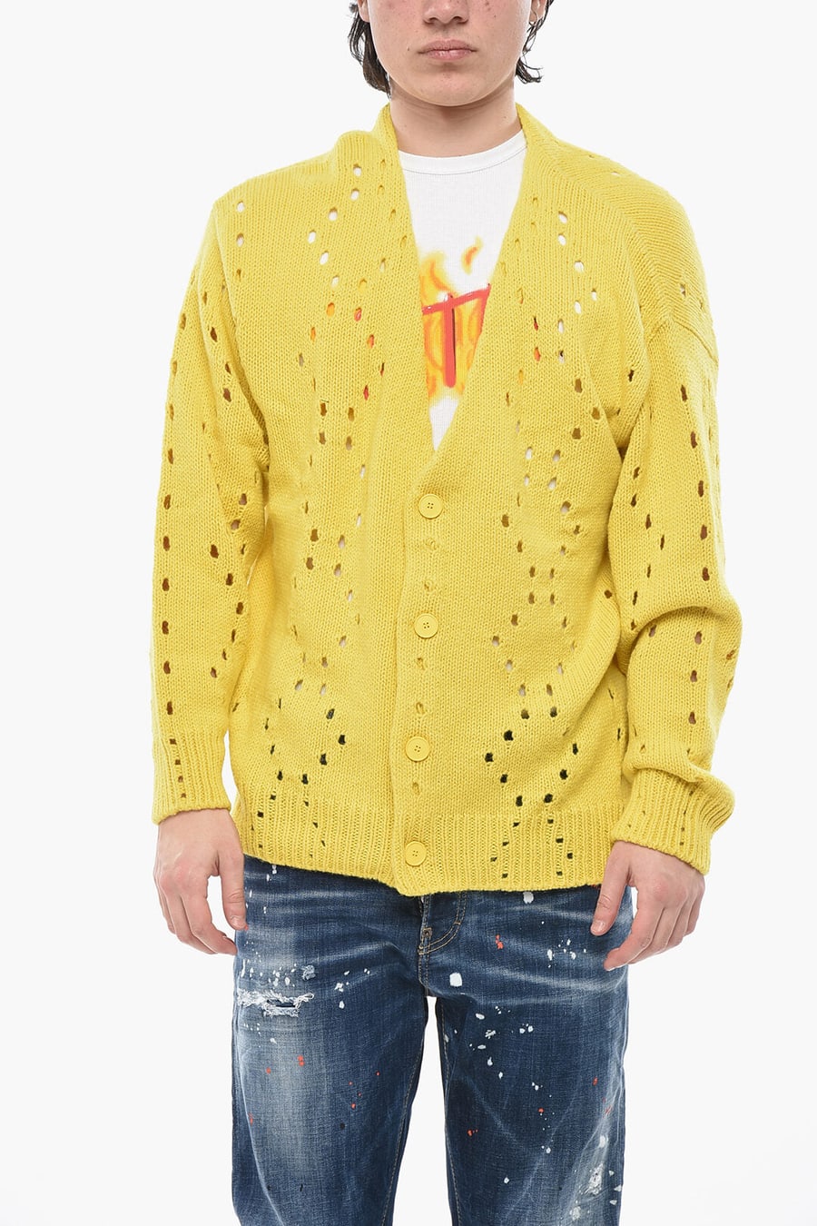 Givenchy 3000~Alpaca-Blend Cardigan with Openwork Design