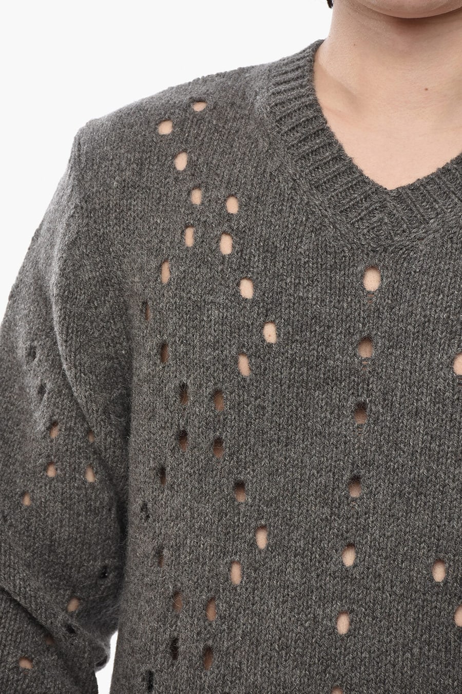 Givenchy 0130~Openwork Alpaca-Blend Crewneck, view 3