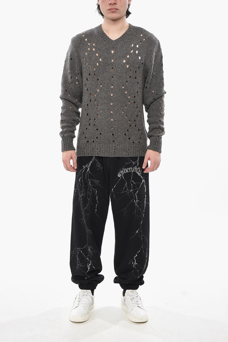 Givenchy 0130~Openwork Alpaca-Blend Crewneck, view 4