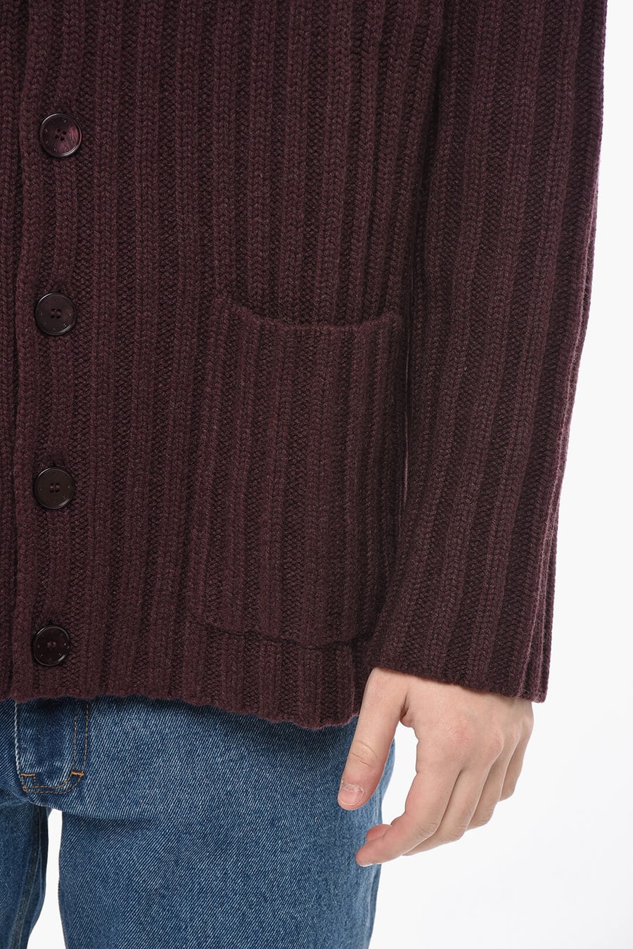 Givenchy 0130~Ribbed Cashmere Cardigan with Patch Pockets, view 3