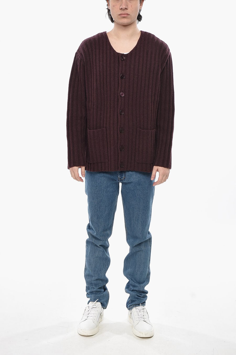 Givenchy 0130~Ribbed Cashmere Cardigan with Patch Pockets, view 4