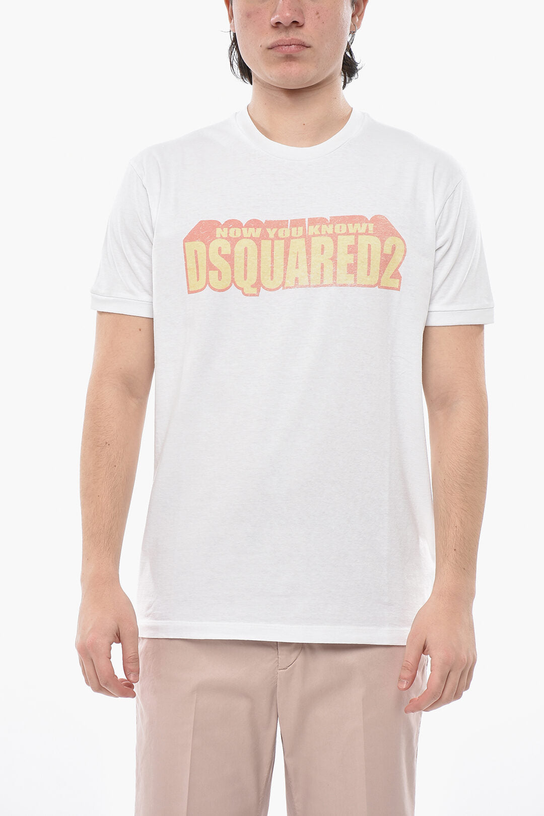 Dsquared2 2405~Solid Crewneck T-Shirt VERY VERY DAN FIT with Printed Logo