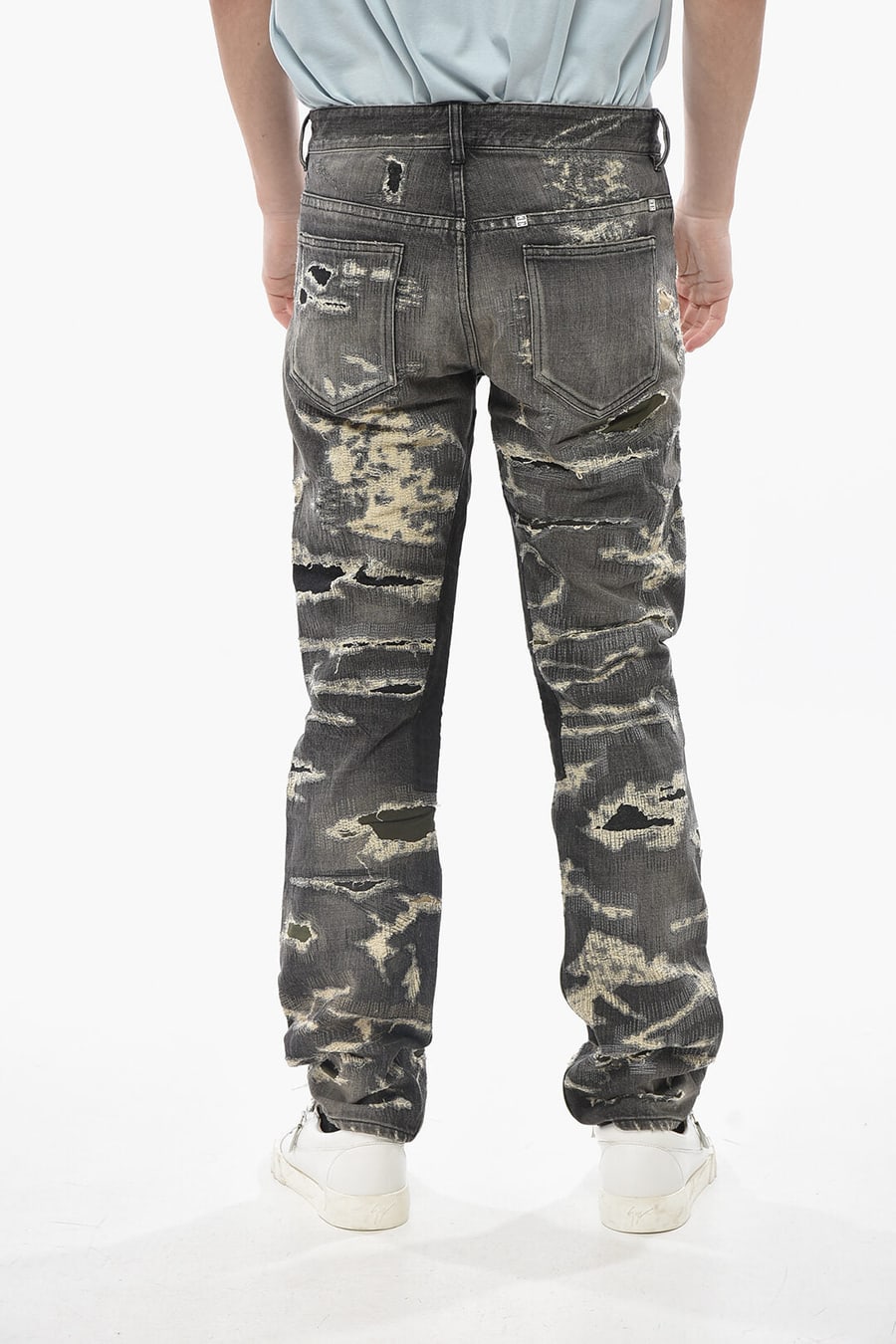 Givenchy 0130~Distressed Regular-Fit Jeans with 20cm Patches, view 2