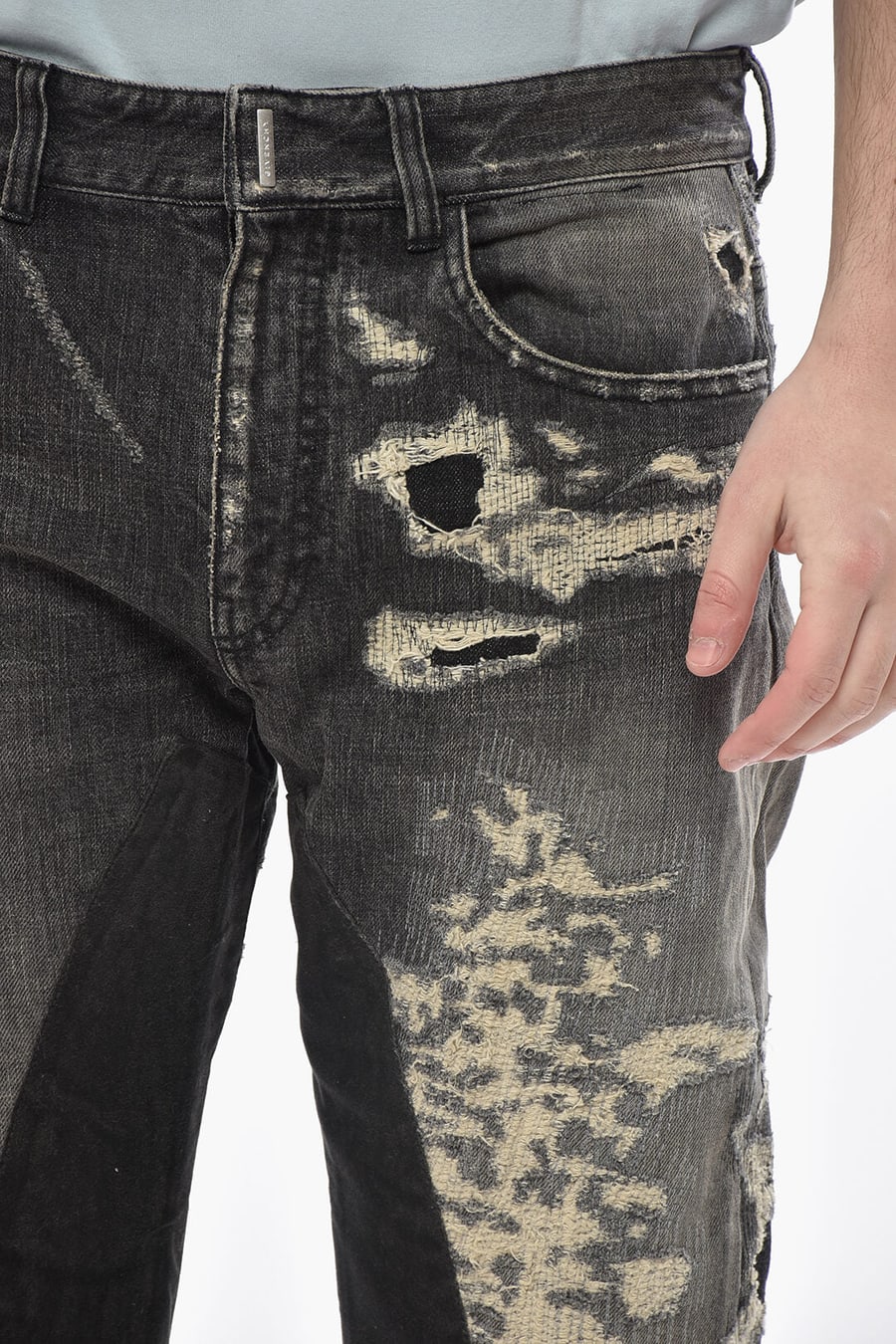 Givenchy 0130~Distressed Regular-Fit Jeans with 20cm Patches, view 3