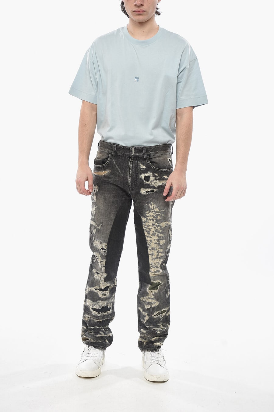 Givenchy 0130~Distressed Regular-Fit Jeans with 20cm Patches, view 4