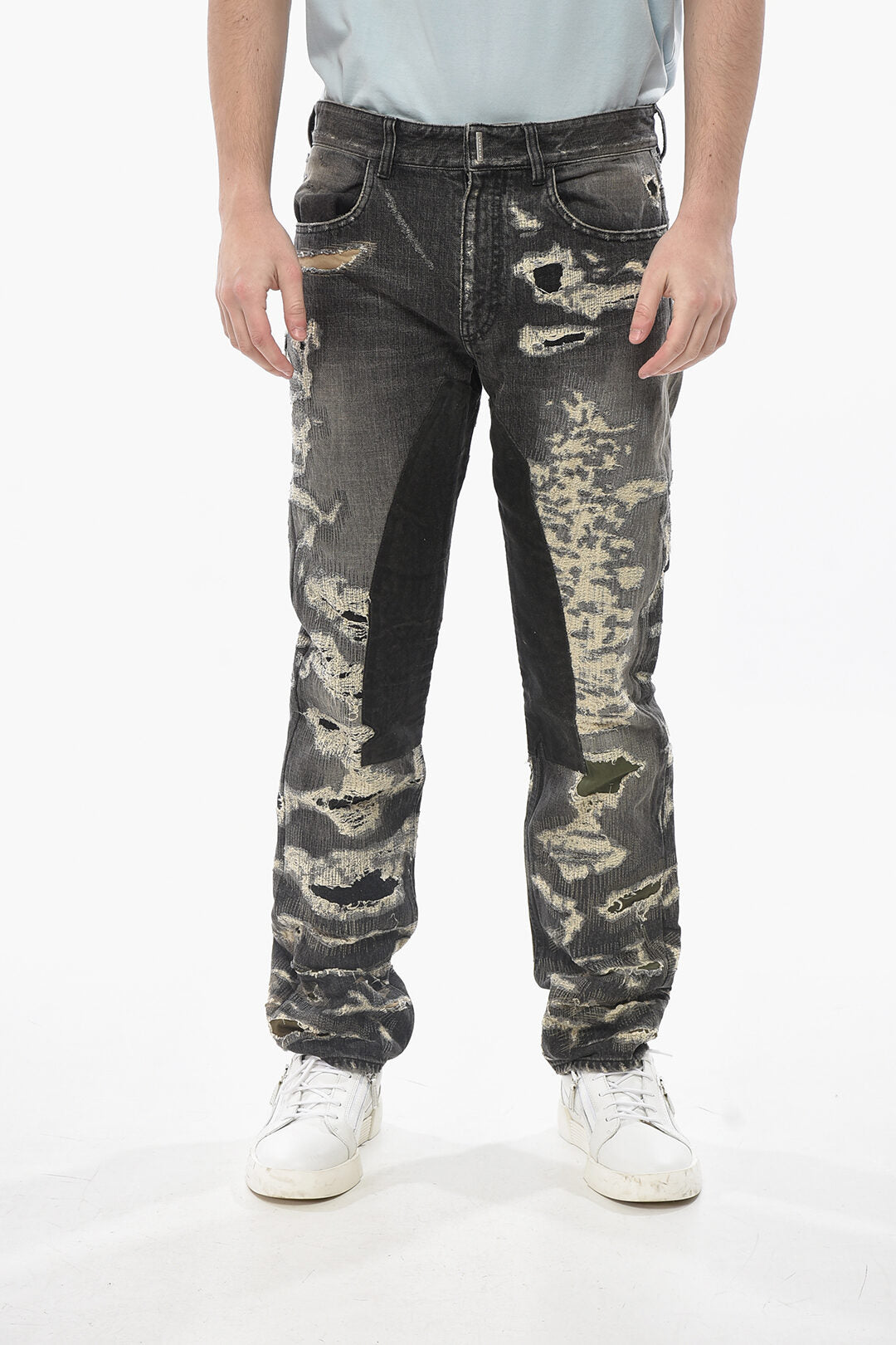 Givenchy 0130~Distressed Regular-Fit Jeans with 20cm Patches