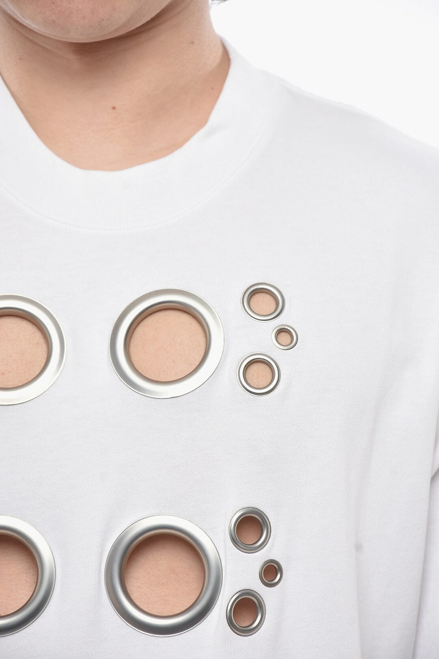 Givenchy 2405~Oversized Cotton T-Shirt With Decorative Eyelets, view 3