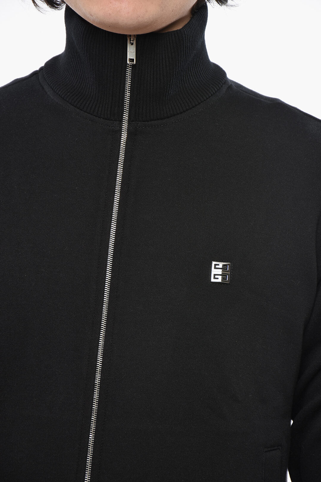 Givenchy 3500~Mock Neck Cotton-Stretch Sweatshirt with Full Zip