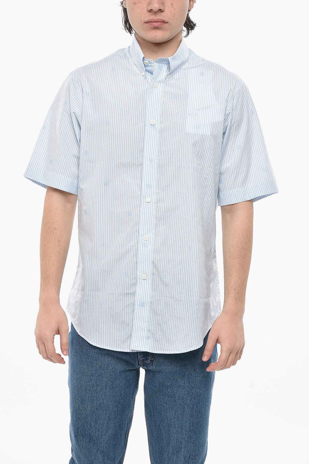 Givenchy 2750~Awning-Print Cotton Button-Down Shirt