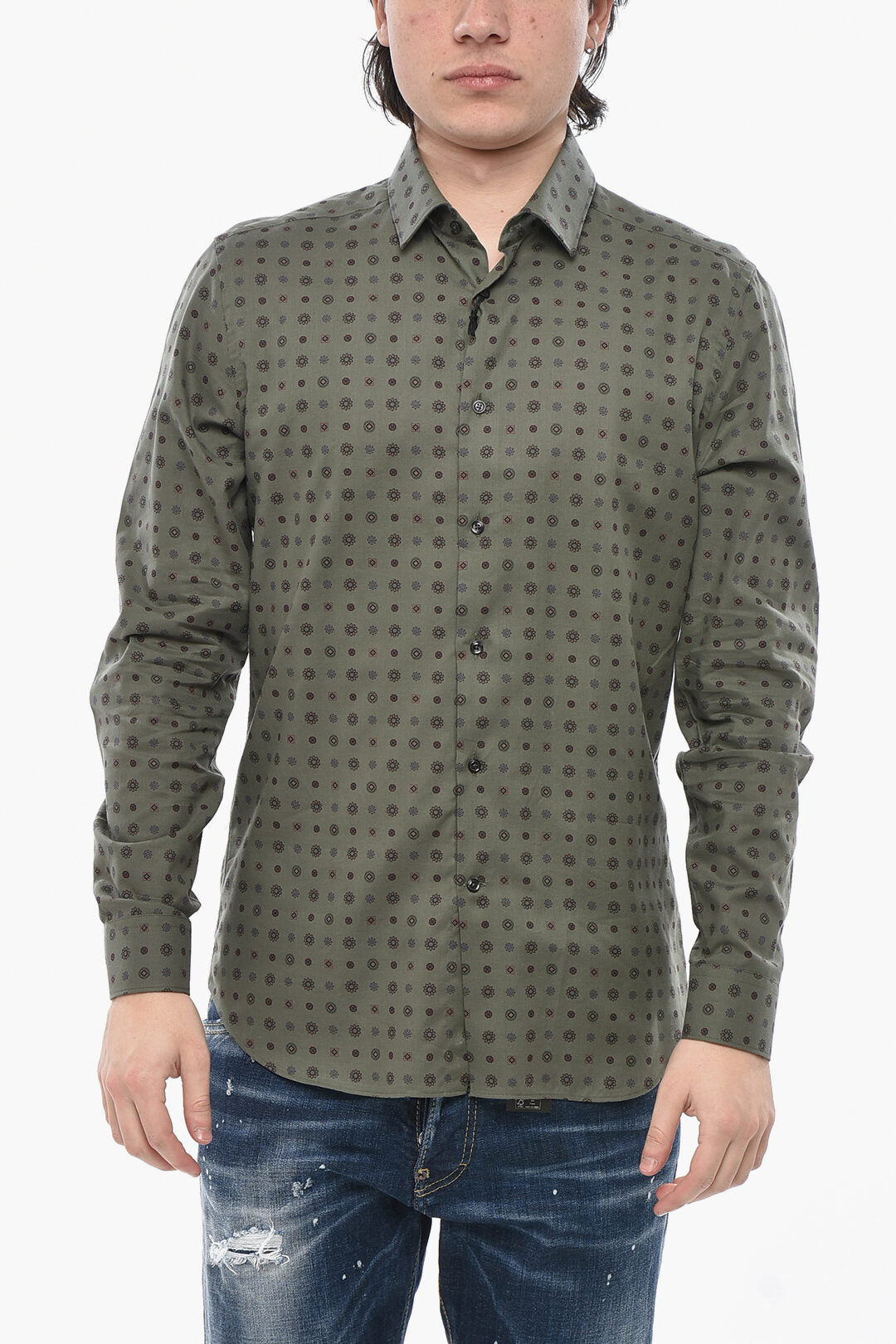 Corneliani 2850~CC COLLECTION Patterned Cotton Shirt