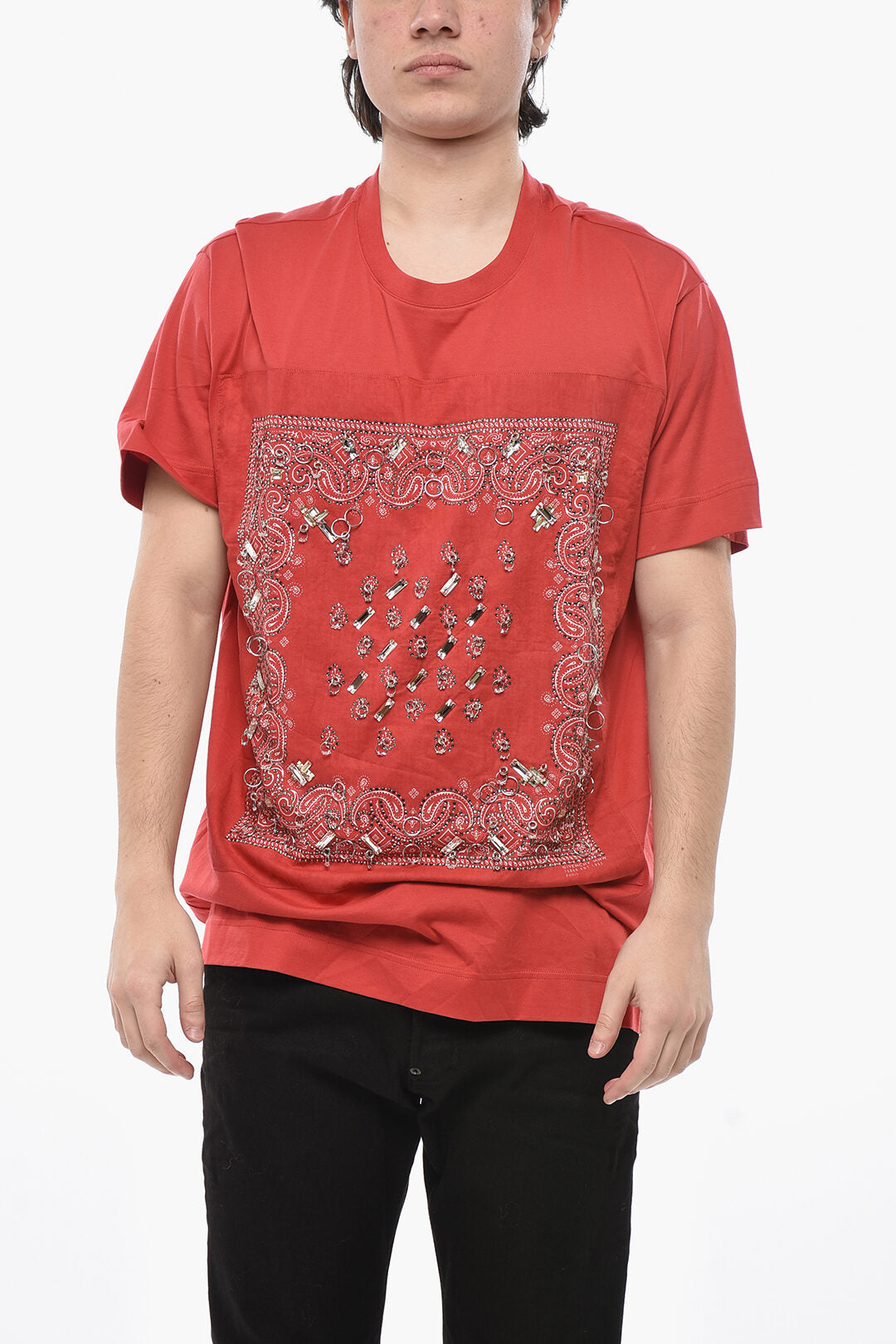 Givenchy 2550~Crewneck T-Shirt BANDANA with Crystals and Rings