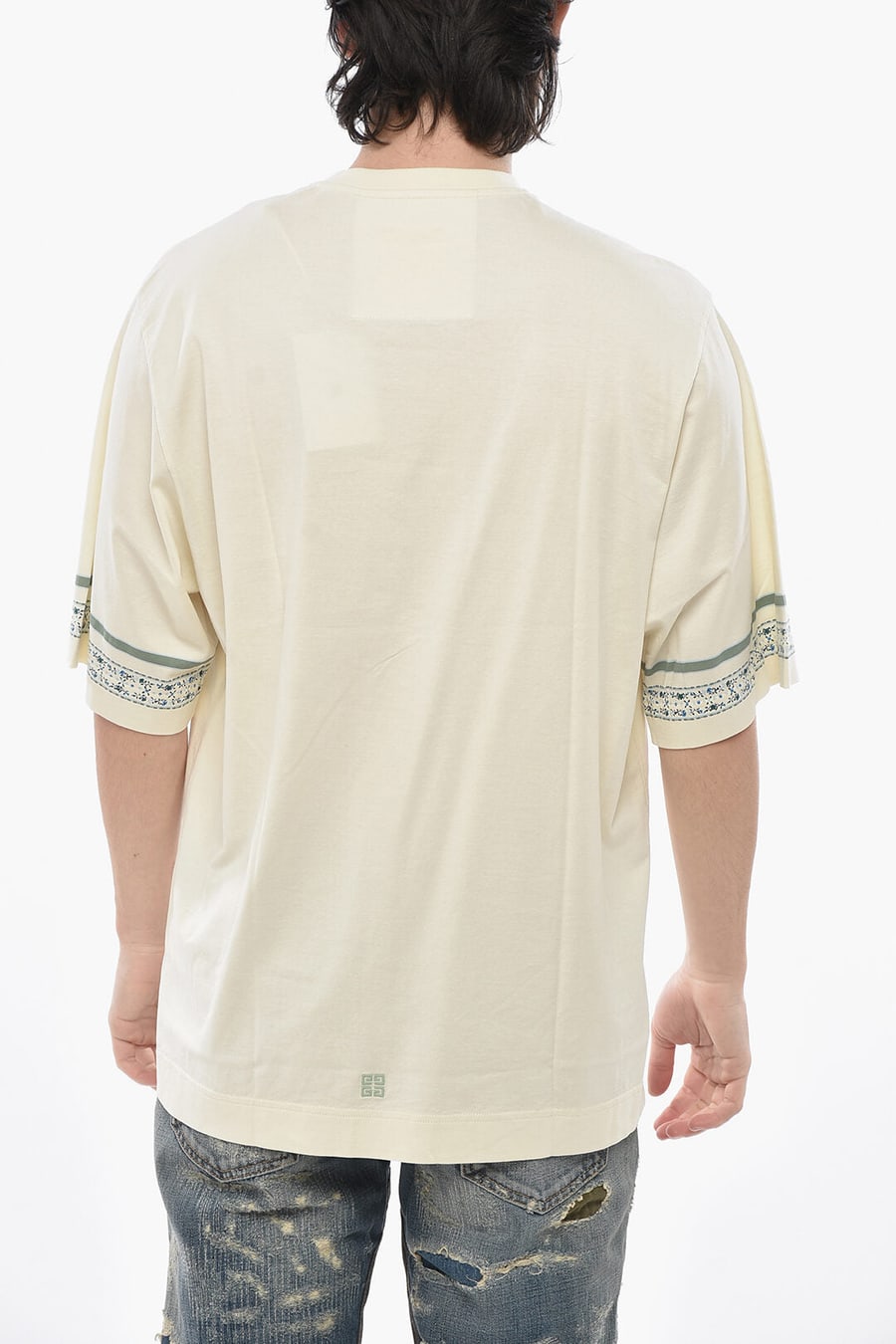Givenchy 2500~Cotton Crewneck T-Shirt with Floral Details, view 2