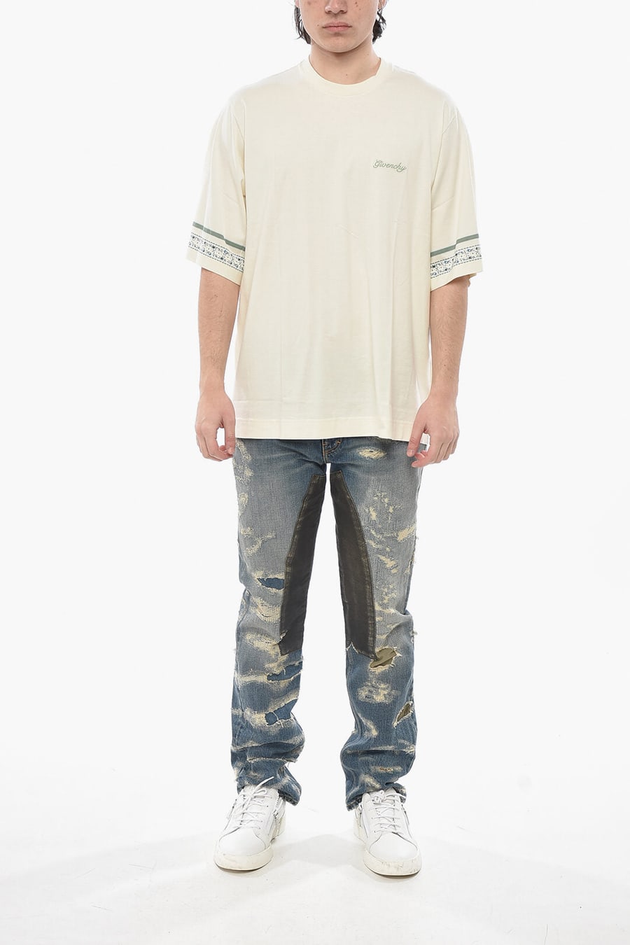 Givenchy 2500~Cotton Crewneck T-Shirt with Floral Details, view 4