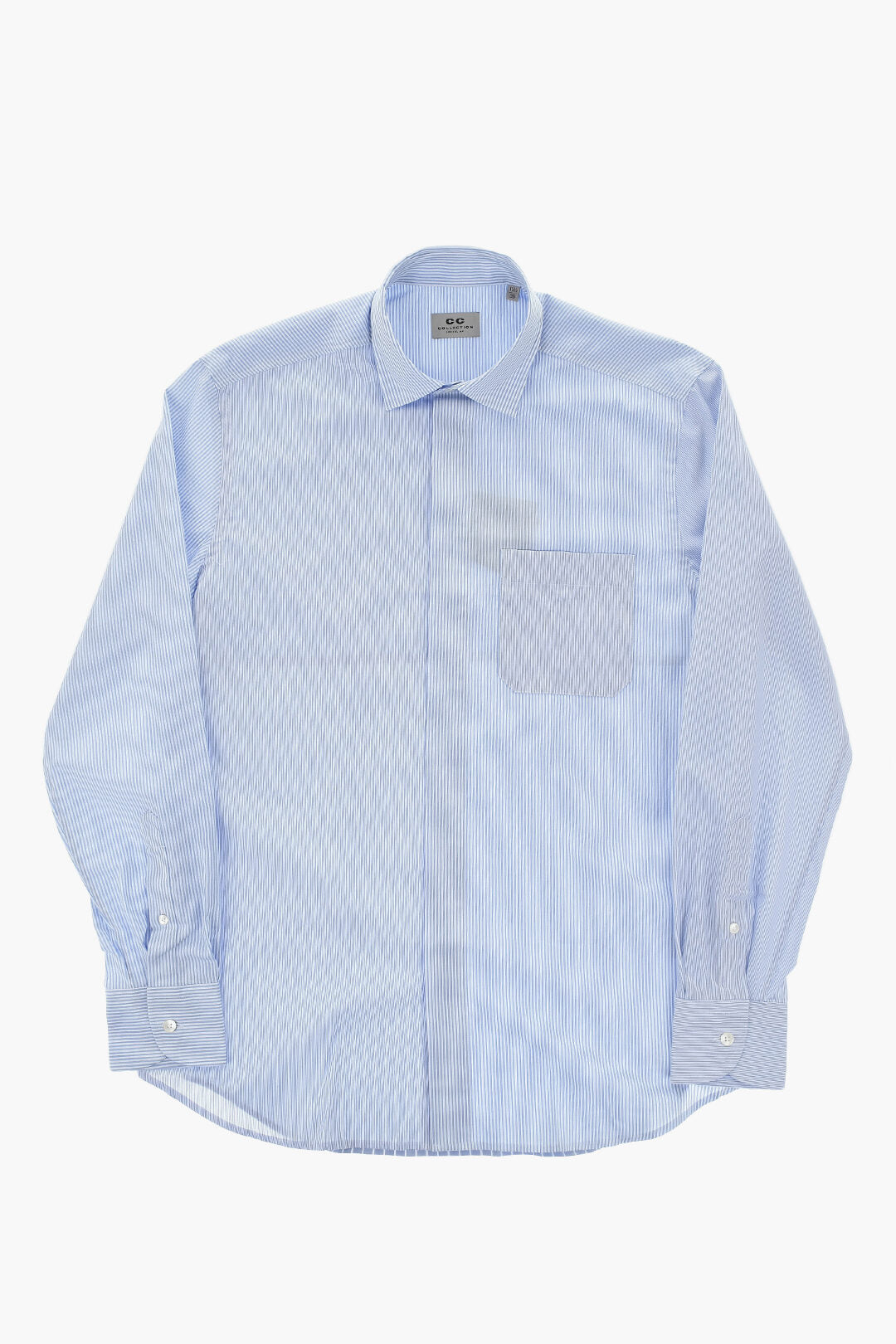 Corneliani 2750~CC COLLECTION Poplin Shirt with Striped Pattern and Chest Pocket, view 2