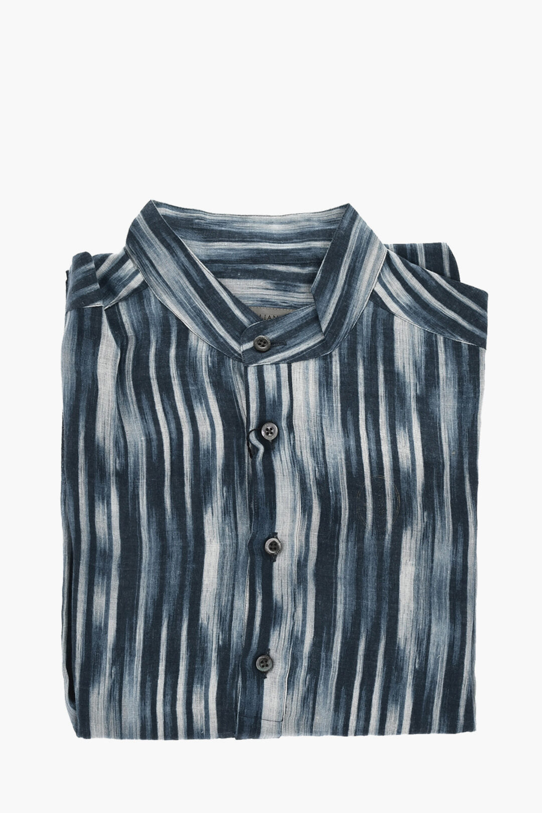 Corneliani 2405~Linen Printed Shirt with Mandarin Collar